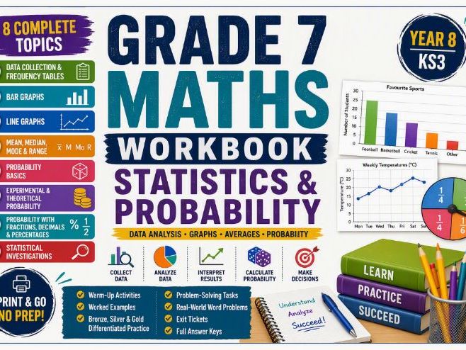 Grade 7 Maths Workbook: Statistics & Probability | Answer Key Included