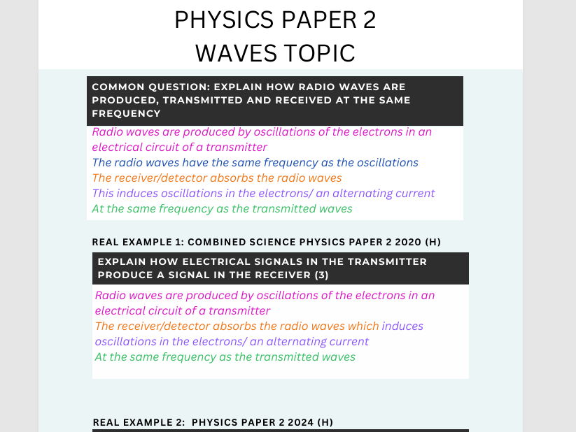 AQA GCSE Combined Science Paper 2 Model Answer Booklet