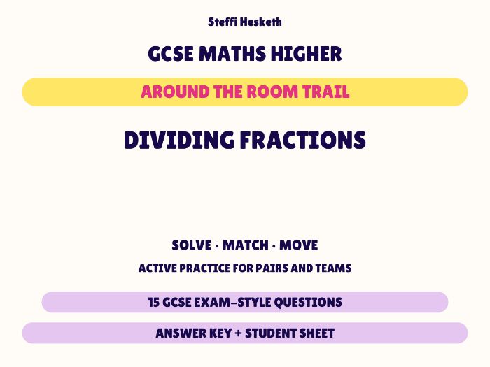 GCSE Higher Maths Dividing Fractions | Around the Room Trail