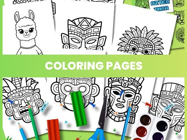 maya aztec inca activity, Ancient Civilization Mask Coloring Pages | Printable