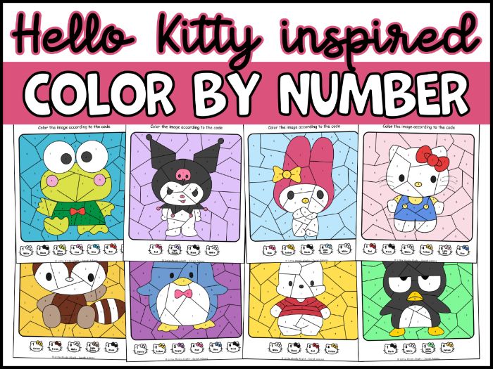 Hello Kitty Color by Number | 8 Coloring Pages