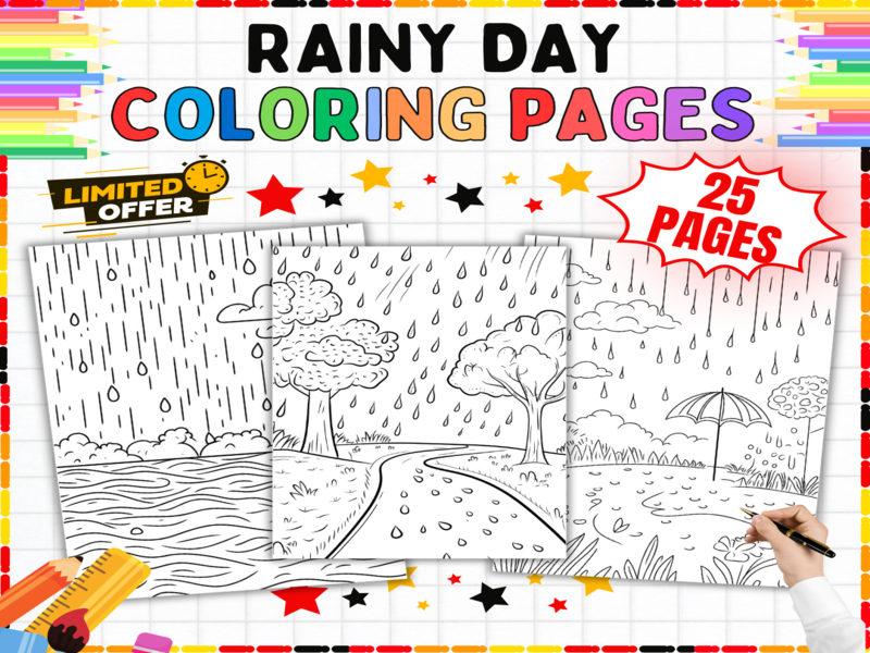Rainy Day Coloring Pages Weather Colouring Sheets - Seasonal Art Activities for Kids