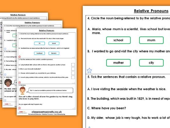 Grammar homework sheets picture