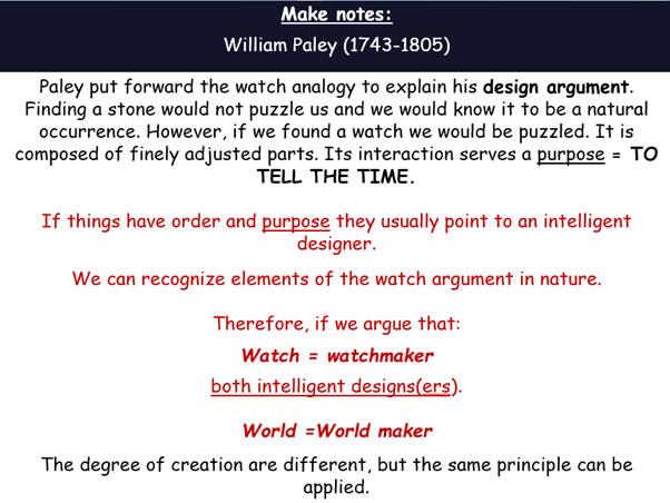 William Paley’s watch theory
