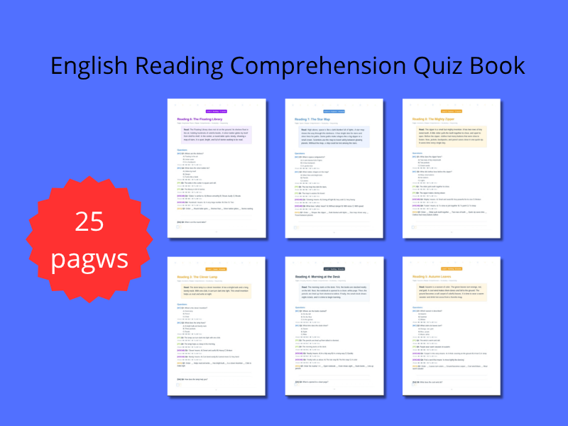 English Reading Comprehension Quiz Book