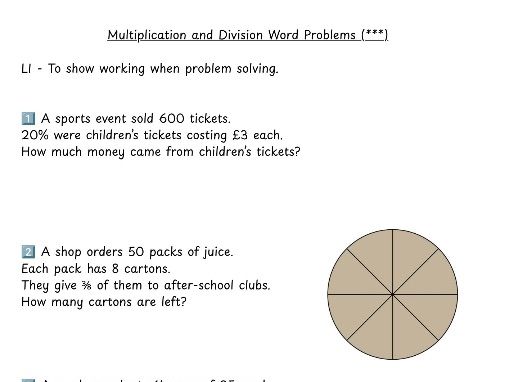 Second Level Differentiated Multiplication and Division Word Problems