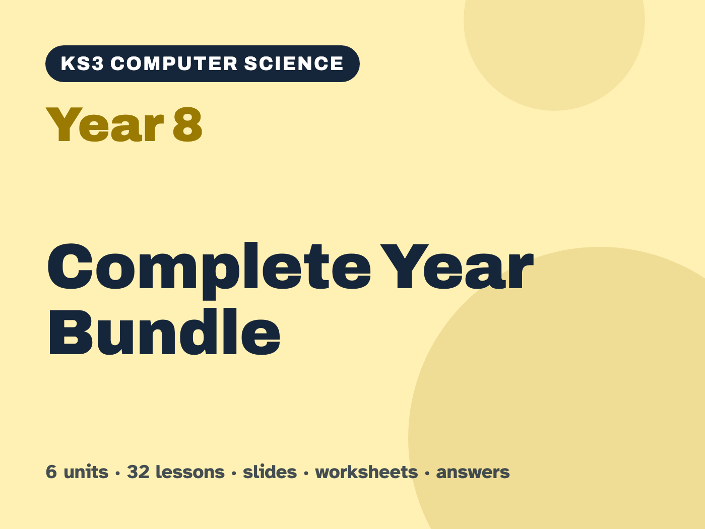KS3 Computer Science Year 8 Complete Bundle – 6 units, 32 lessons
