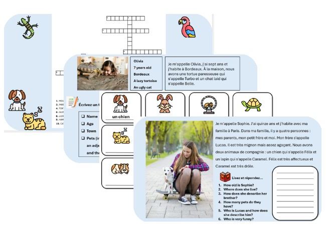 Pets (French) – Independent Learning & Cover Pack