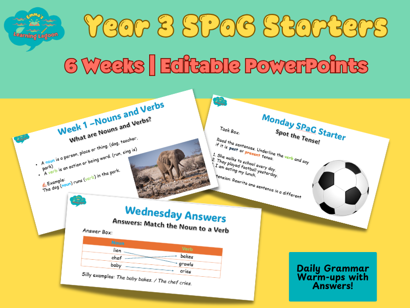 Year 3 SPaG Starters - 6 Week PPT Pack