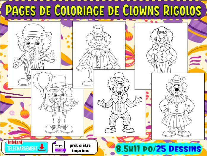 Pages de Coloriage de Clowns Rigolos