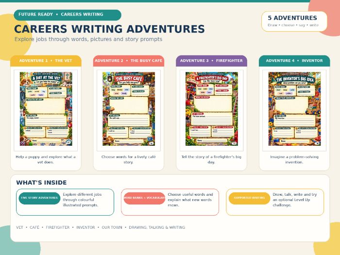 Careers Writing Adventures – Primary and SEND Creative Writing Worksheets