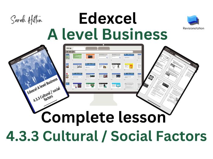 Edexcel A Level Business 4.3.3 Cultural and social factors (complete lesson) 433