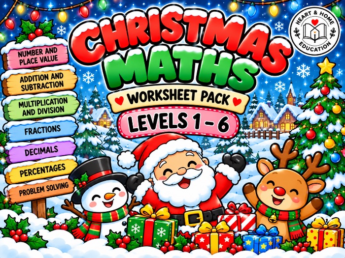 Christmas Maths Worksheets | Years 1–6 Bundle