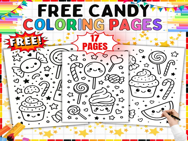 Free Candy Coloring Pages | 17 Page Coloring Sheets | Sweet Treats for Quiet Time
