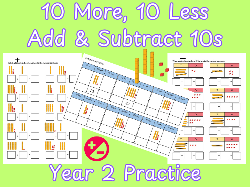 10 More 10 Less Add & Subtract 10s (Y2)