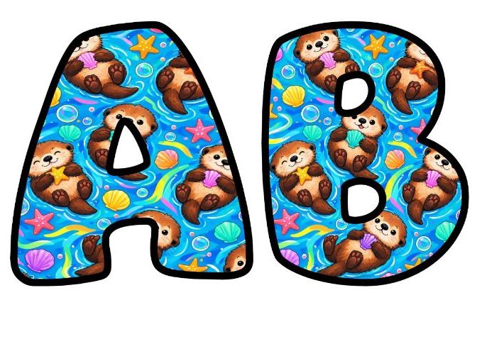 Sea Otters Floating Bubble Letters | Under the Sea Bulletin Board Letters | Classroom Display Pack