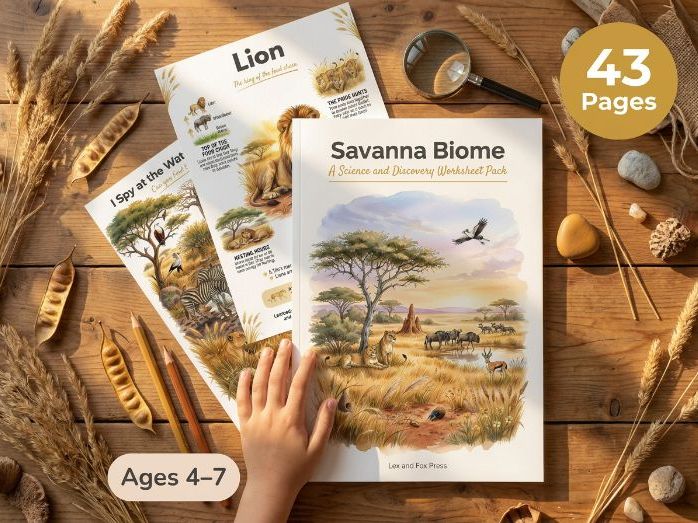 Savanna Biome Worksheets African Animals Science Ages 4-7 Grassland Habitat
