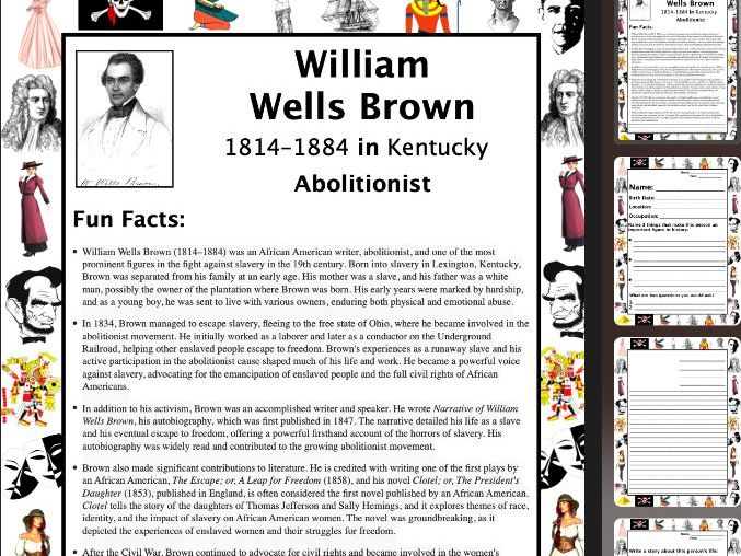 William Wells Brown PACKET & ACTIVITIES, Important Historical Figures Series