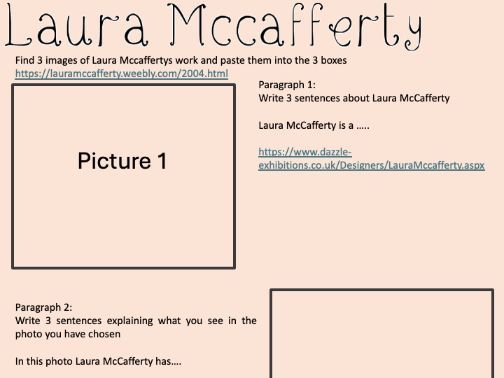 Art/Textiles - Laura McCafferty - Artist Research Worksheet