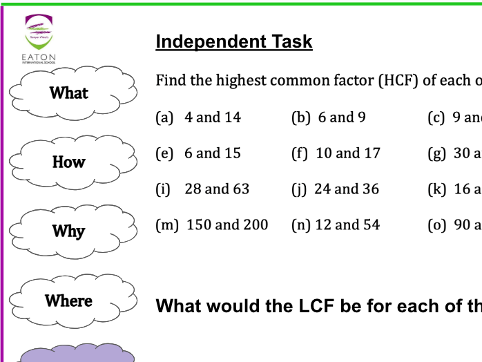 Highest Common Factor (HCF) and Lowest Common Multiple (LCM) of Two Numbers