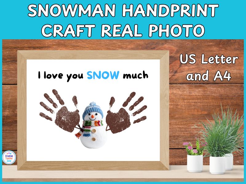 Winter Snowman Handprint Craft Real Photo