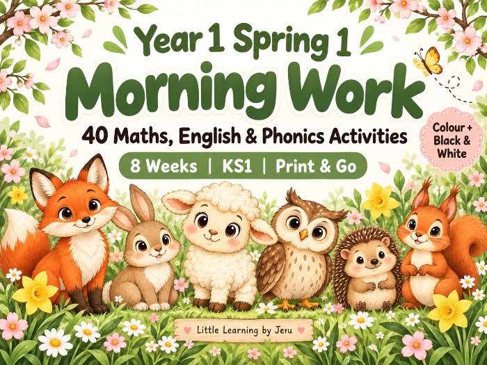 Year 1 Spring 1 Morning Work | 40 Maths, English & Phonics Activities | KS1