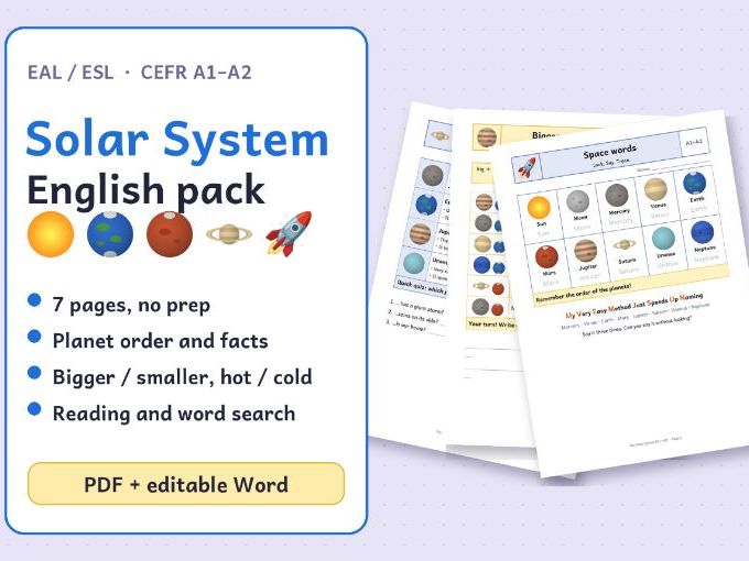 Solar System English Pack: A1–A2 EAL/ESL