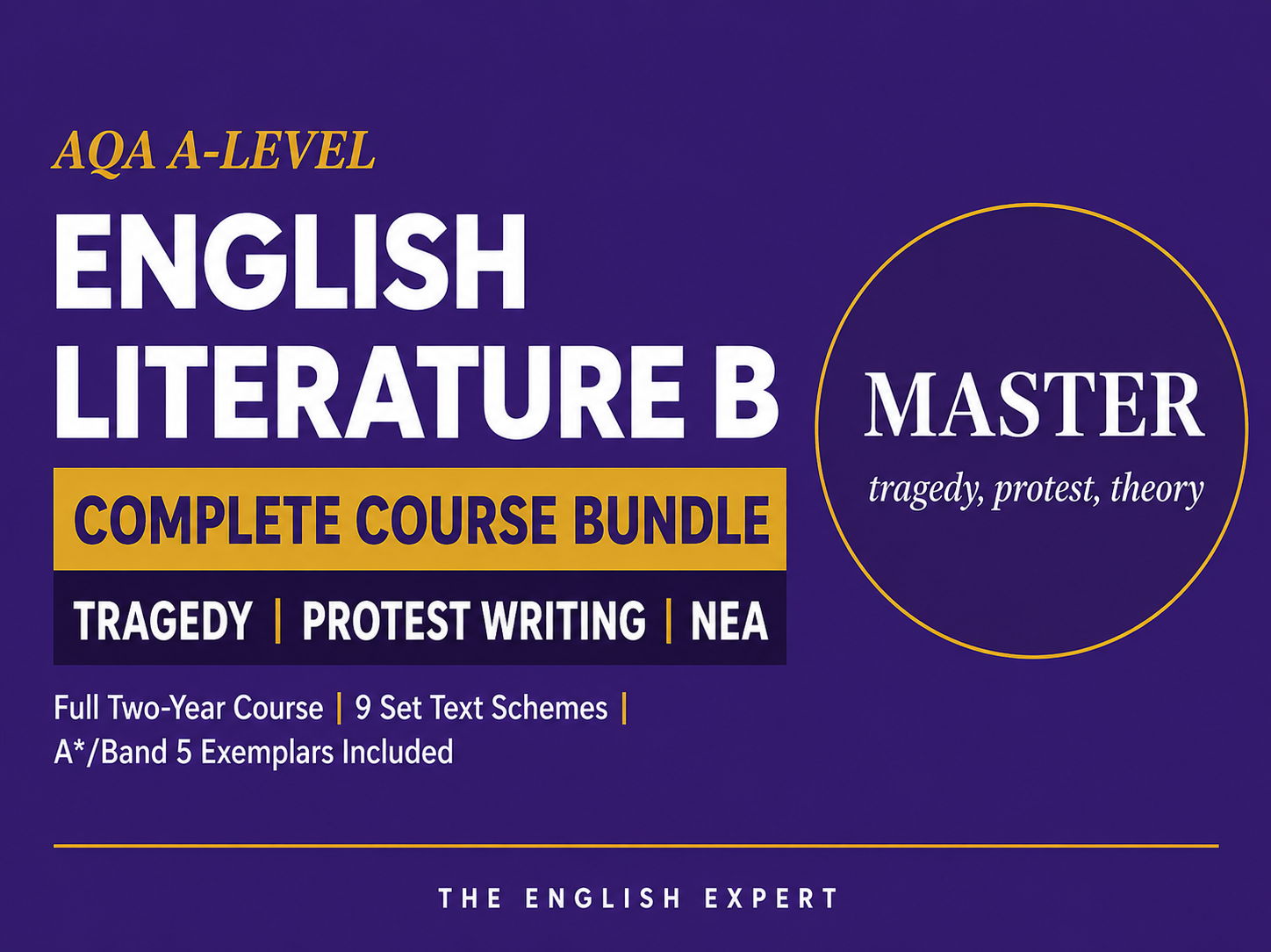 AQA A-Level English Literature B COMPLETE Bundle: Paper 1, Paper 2, NEA + A Exemplars (Full 2-Year Course)