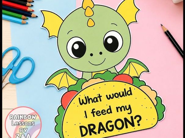 Dragons Love Tacos Writing Craft | Dragons Love Tacos Color Page | Dragon Craft