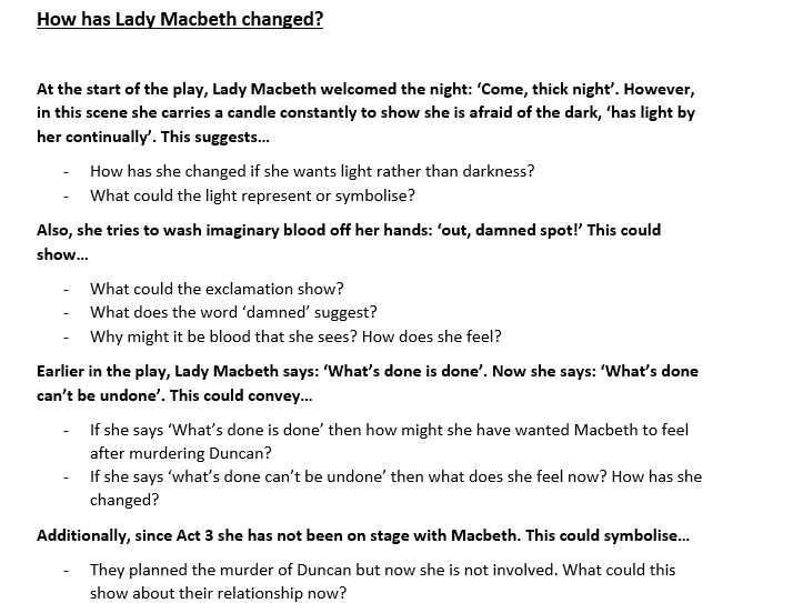 How has Lady Macbeth changed?