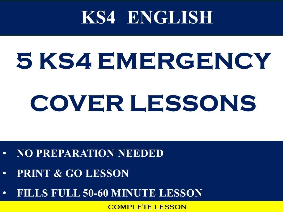 KS4 Emergency Cover Lesson Bundle (5 x 60-Minute No Prep English Lessons)