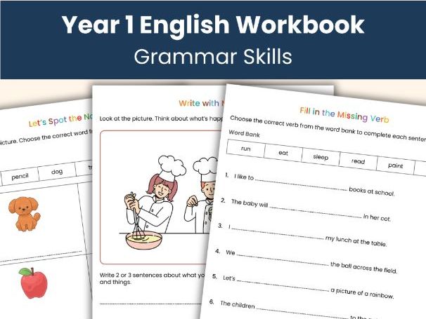 Free Year 1 Grammar Workbook | 26 Printable Worksheets for English Practice | Teaching Resource