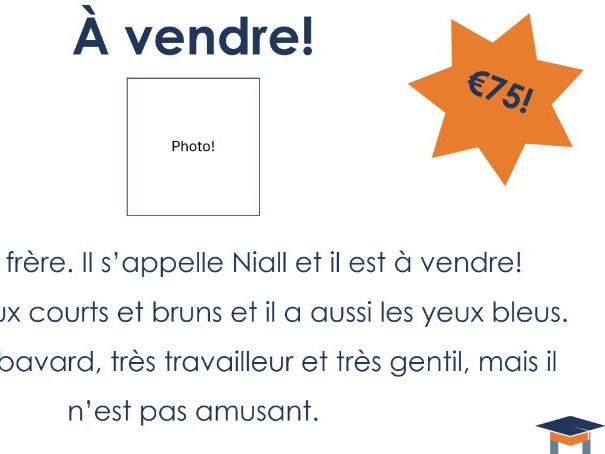 French - 'For sale' description paragraph