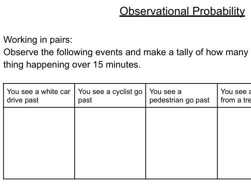 Observational Probability Activity
