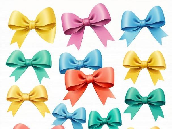 Colorful Bows Clipart | Bright Ribbon Graphics for Classroom Decor & Crafts