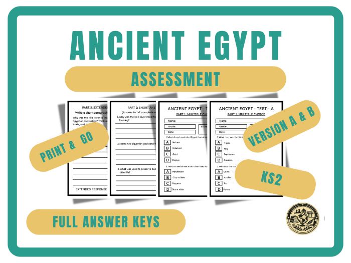 Ancient Egypt Assessment | End of Unit Test (Year 5, Year 6, KS2)