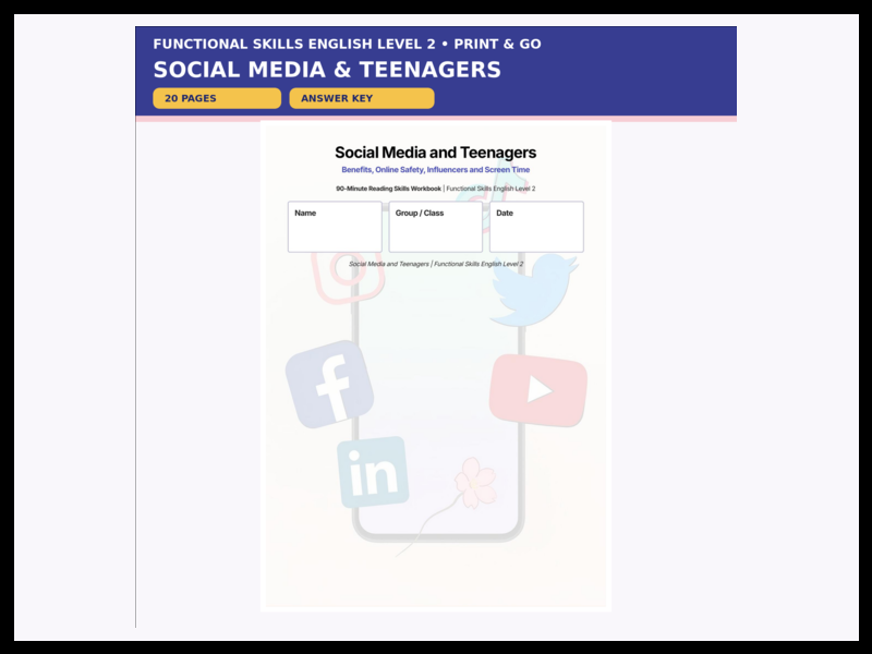 Functional Skills English Level 2 Social Media Reading Workbook