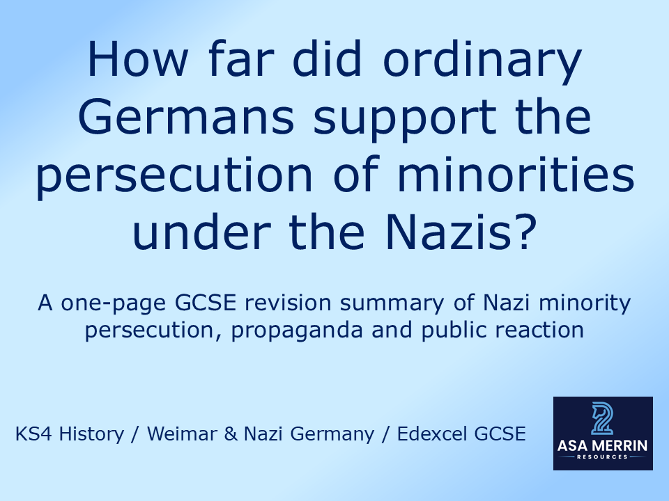 Nazi Germany Persecution of Minorities GCSE Summary Sheet