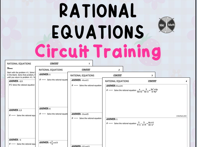 Solving Rational Equations - Circuit Training (12 problems)