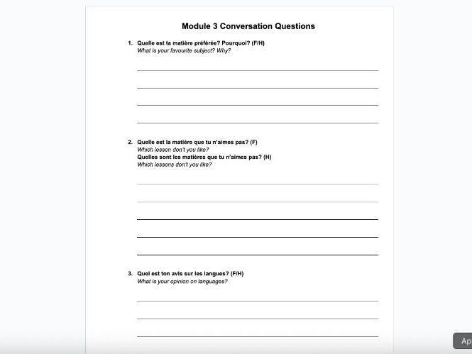 EDEXCEL GCSE French 2024 - Module Questions - Module 3 - Ma vie scolaire