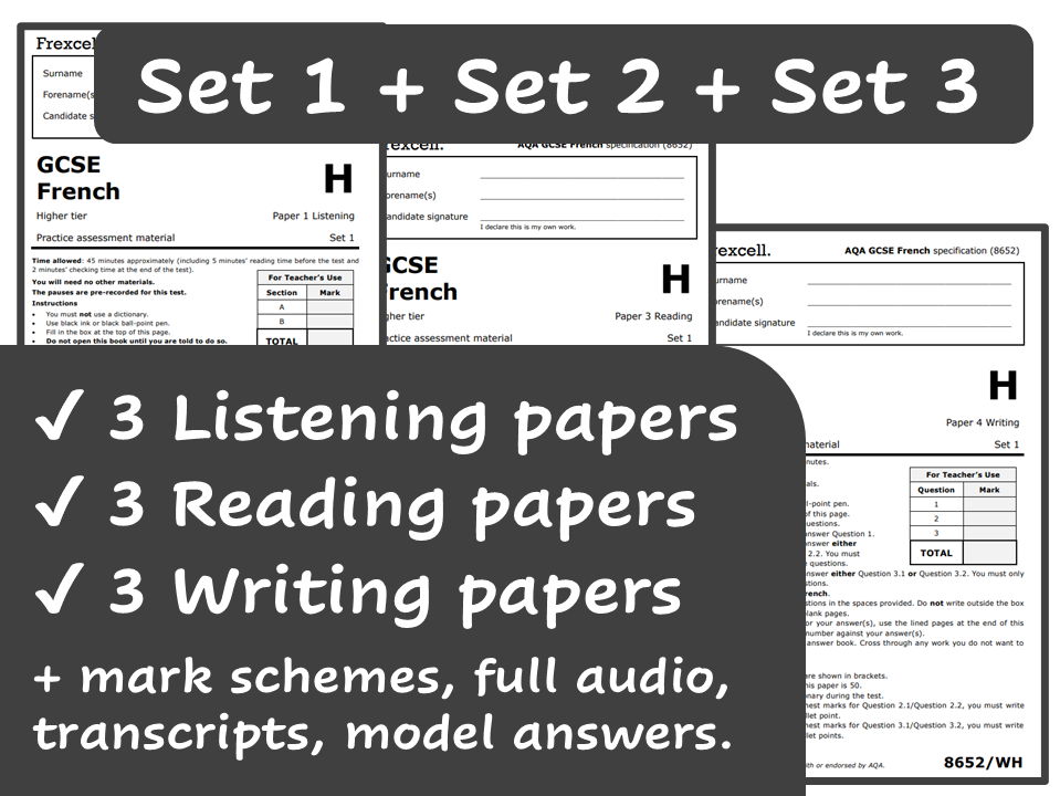 AQA GCSE French (2026) – Higher Practice Paper Bundle (Sets 1, 2, 3)