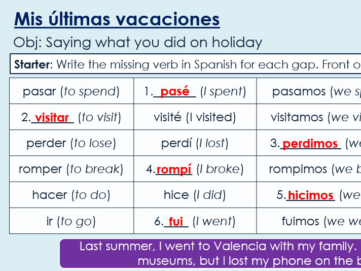 NEW 2026 GCSE Spanish. Foundation/ Verde. Module 2: Unit 3. Mis últimas vacaciones