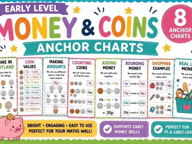 Money and Coins Early Level Anchor Charts