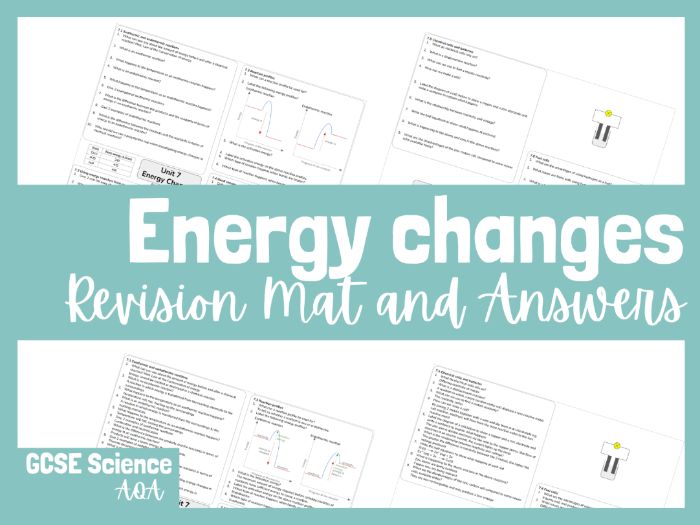 AQA GCSE Combined Science & Chemistry: Energy Changes Revision Mat (with Answers) – Unit 7