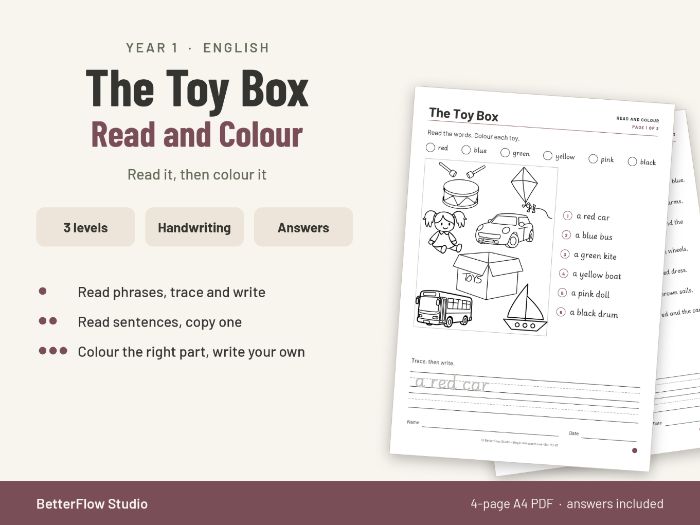 Year 1 Read and Colour: The Toy Box