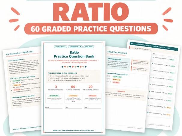 AQA Entry Level 1 Maths (5930) Practice Question Bank | Ratio