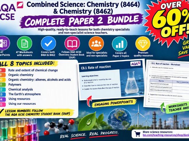 Complete AQA GCSE Chemistry Bundle for Paper 2 (topics C8->C15 + RPs)