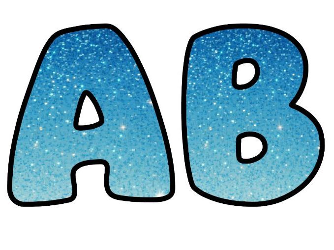 Shiny Glitter Art Sparkle Blue Classroom Display | Lettering Set | Whole Alphabet A-Z and 0-9