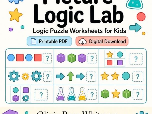 Picture Logic Lab | Logic Puzzle Worksheets for Kids | Printable PDF | Digital Download