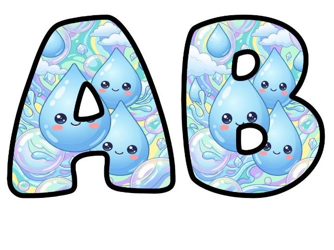 Water Droplets Bubble Letters | Science Topic Bulletin Board Letters | Classroom Display Pack